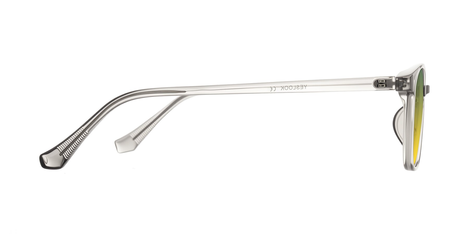 Side of Vivolo in Transparent Gray with Green / Yellow Gradient Lenses