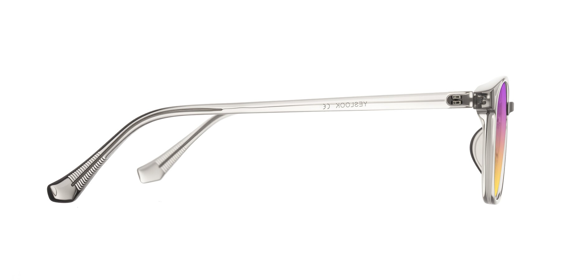 Side of Vivolo in Transparent Gray with Purple / Yellow Gradient Lenses