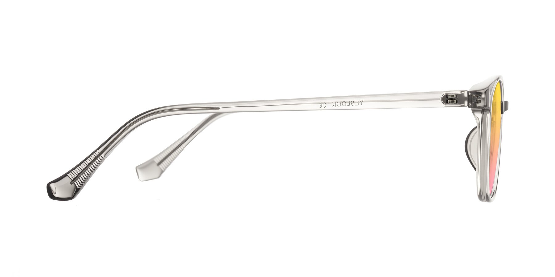 Side of Vivolo in Transparent Gray with Yellow / Pink Gradient Lenses
