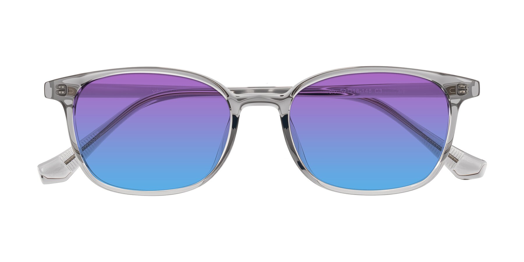 Folded Front of Vivolo in Transparent Gray with Purple / Blue Gradient Lenses