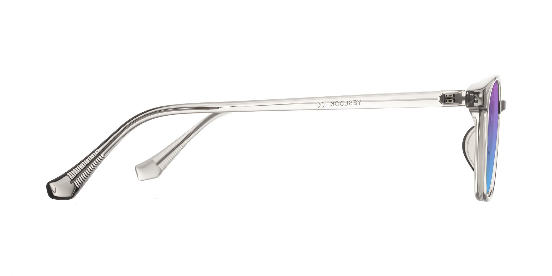 Side of Vivolo in Transparent Gray with Purple / Blue Gradient Lenses