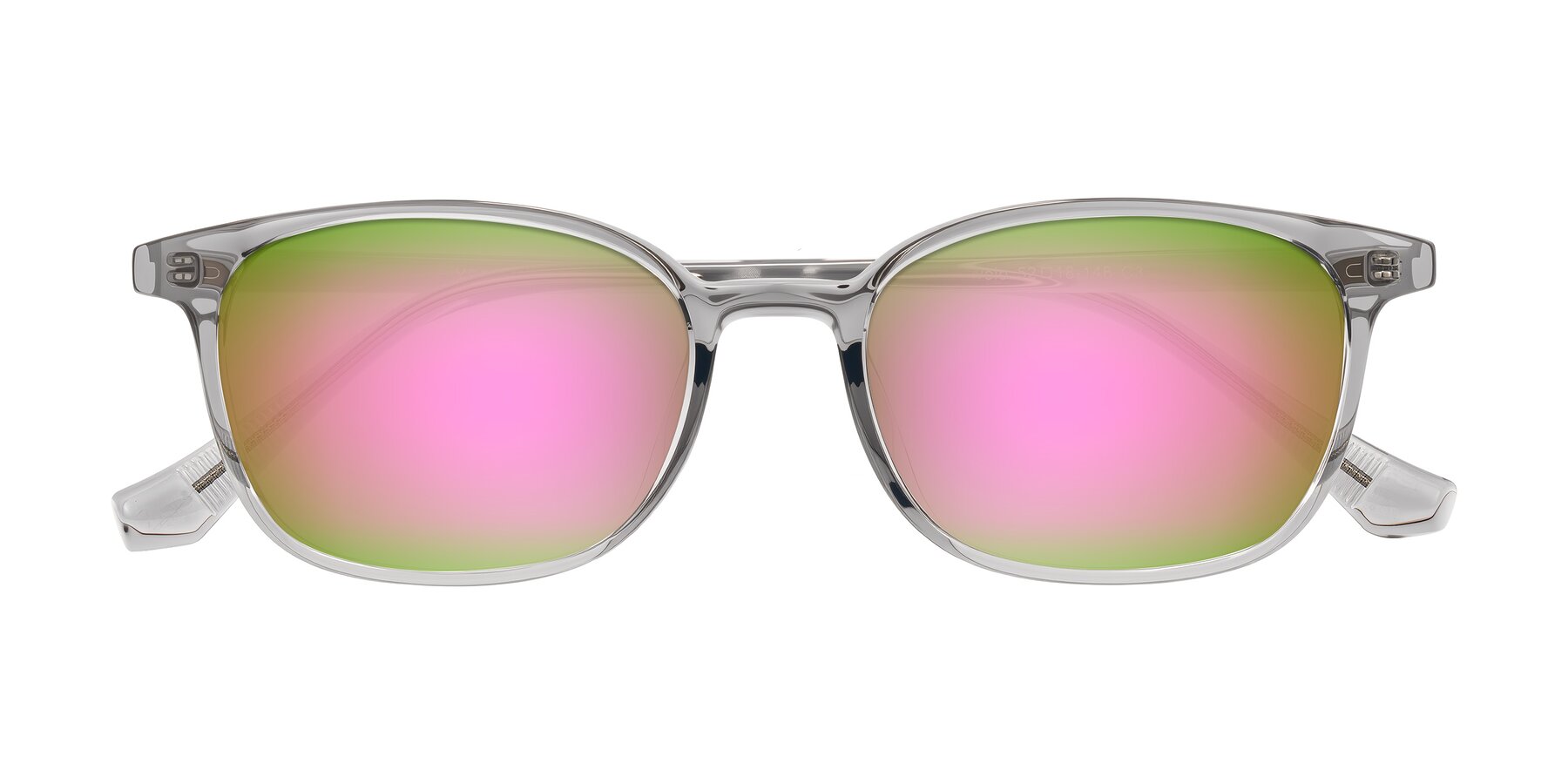 Folded Front of Vivolo in Transparent Gray with Pink Mirrored Lenses