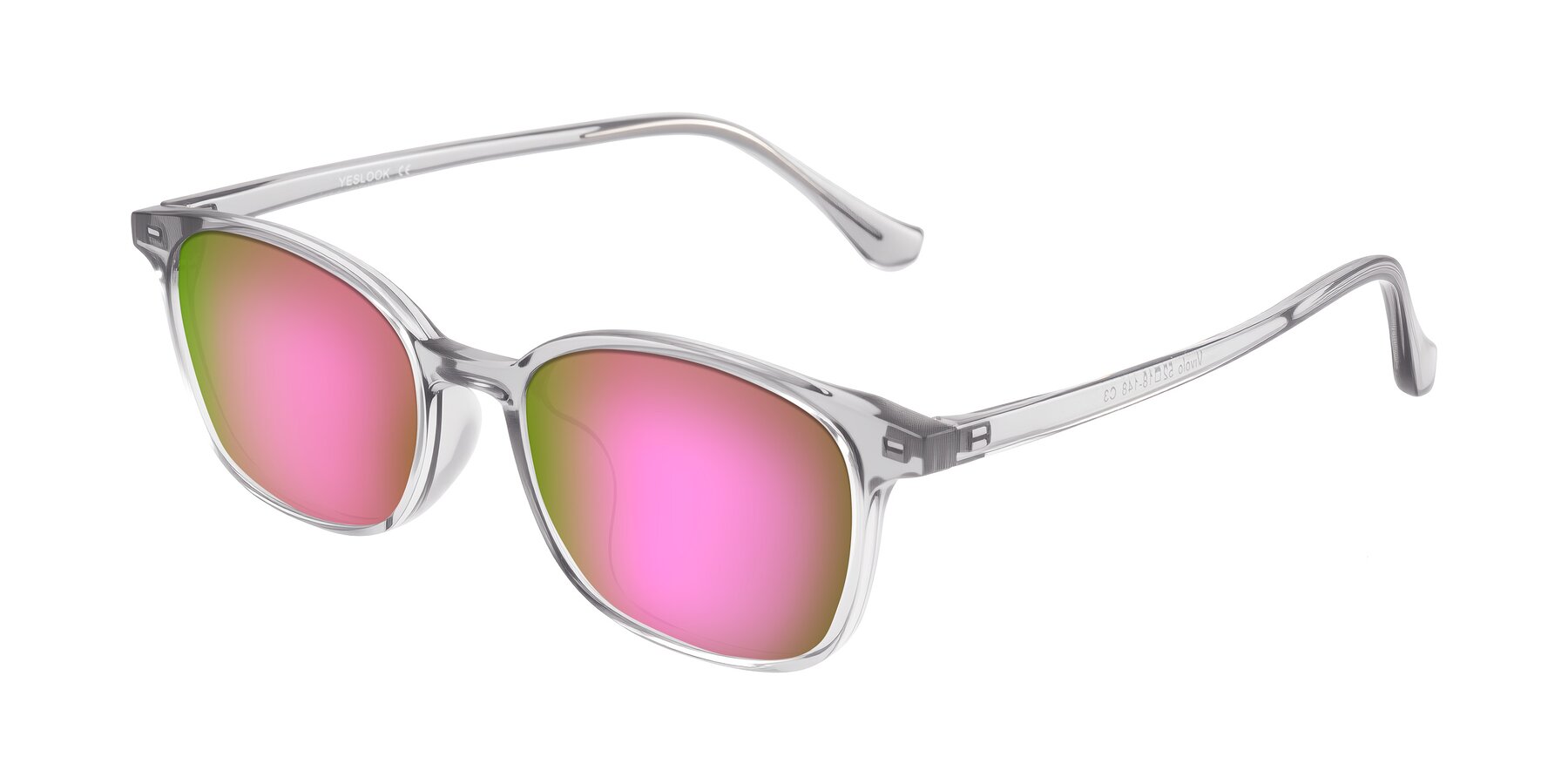 Angle of Vivolo in Transparent Gray with Pink Mirrored Lenses