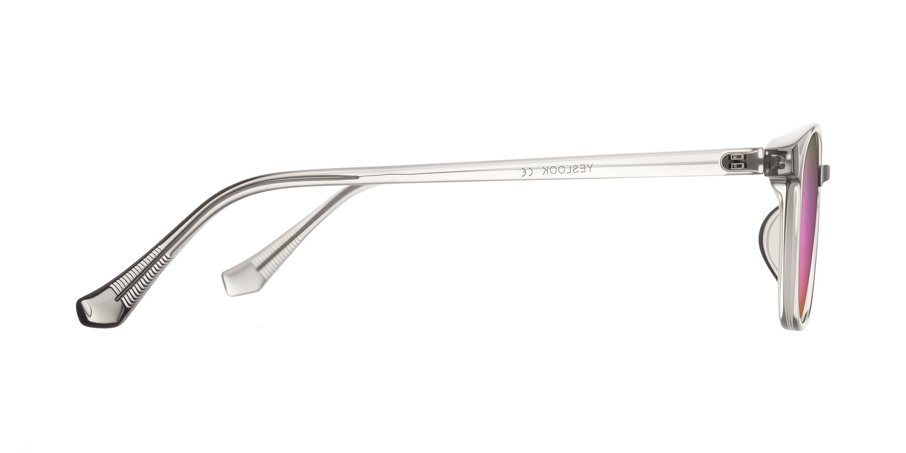 Side of Vivolo in Transparent Gray with Pink Mirrored Lenses