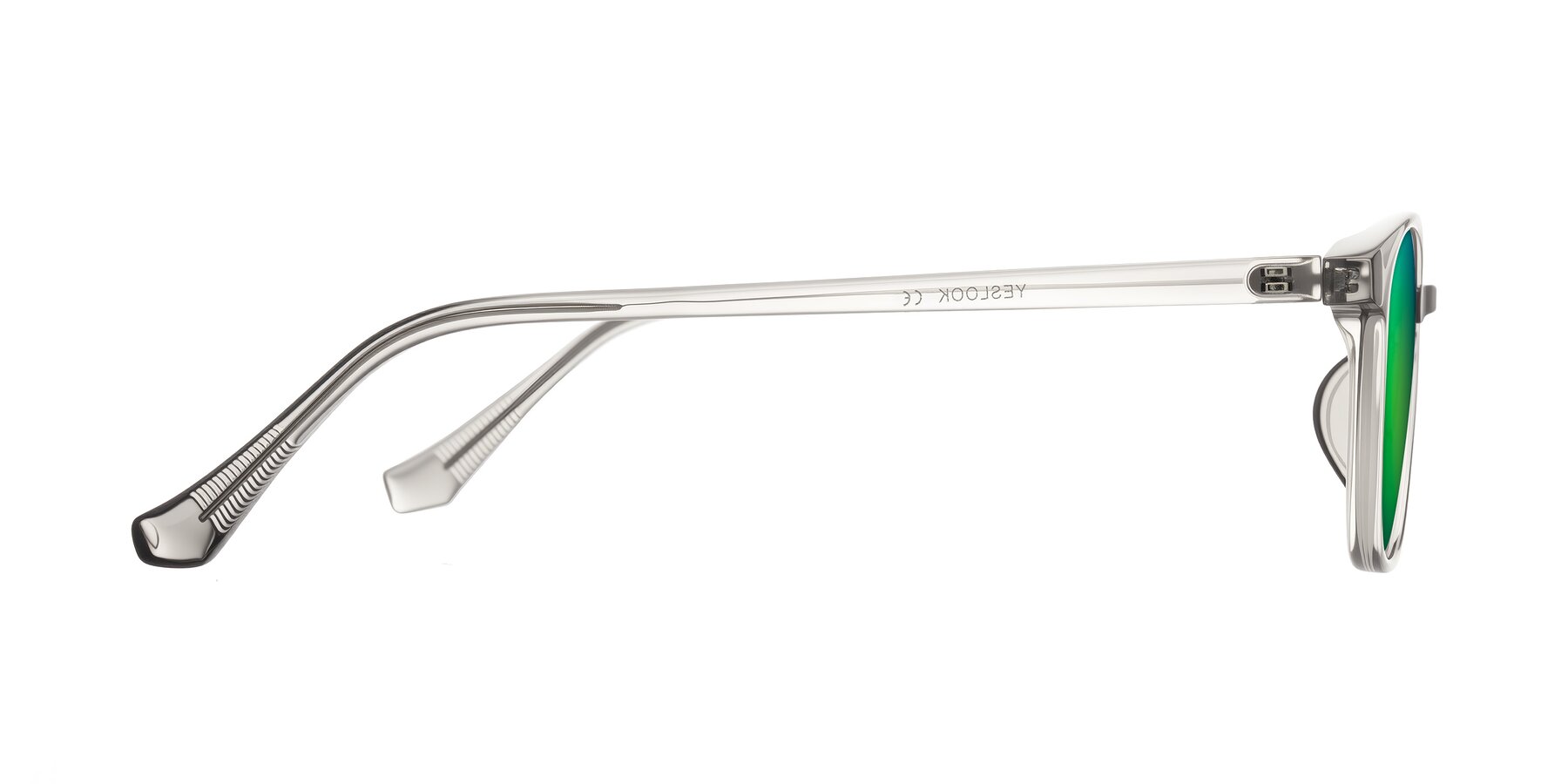 Side of Vivolo in Transparent Gray with Green Mirrored Lenses