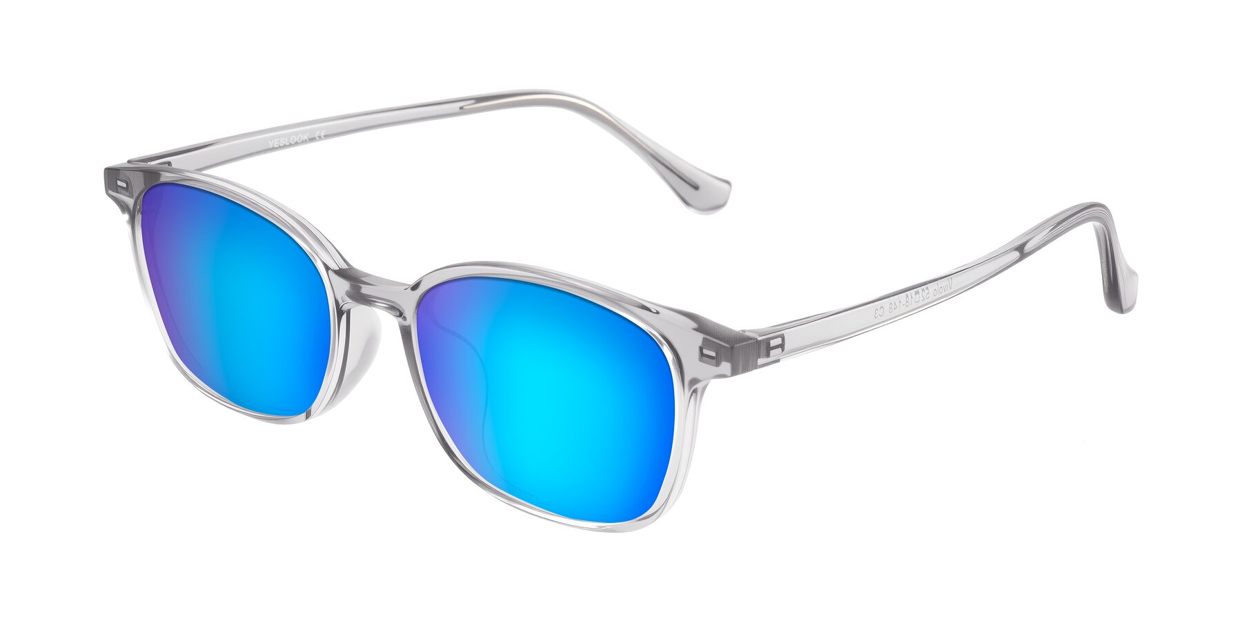 Angle of Vivolo in Transparent Gray with Blue Mirrored Lenses
