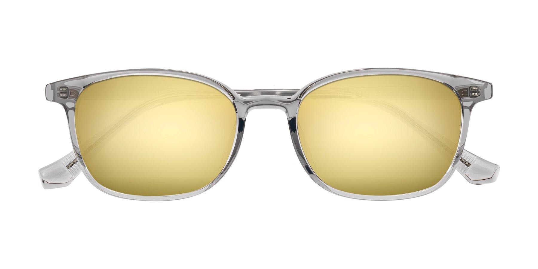 Folded Front of Vivolo in Transparent Gray with Gold Mirrored Lenses