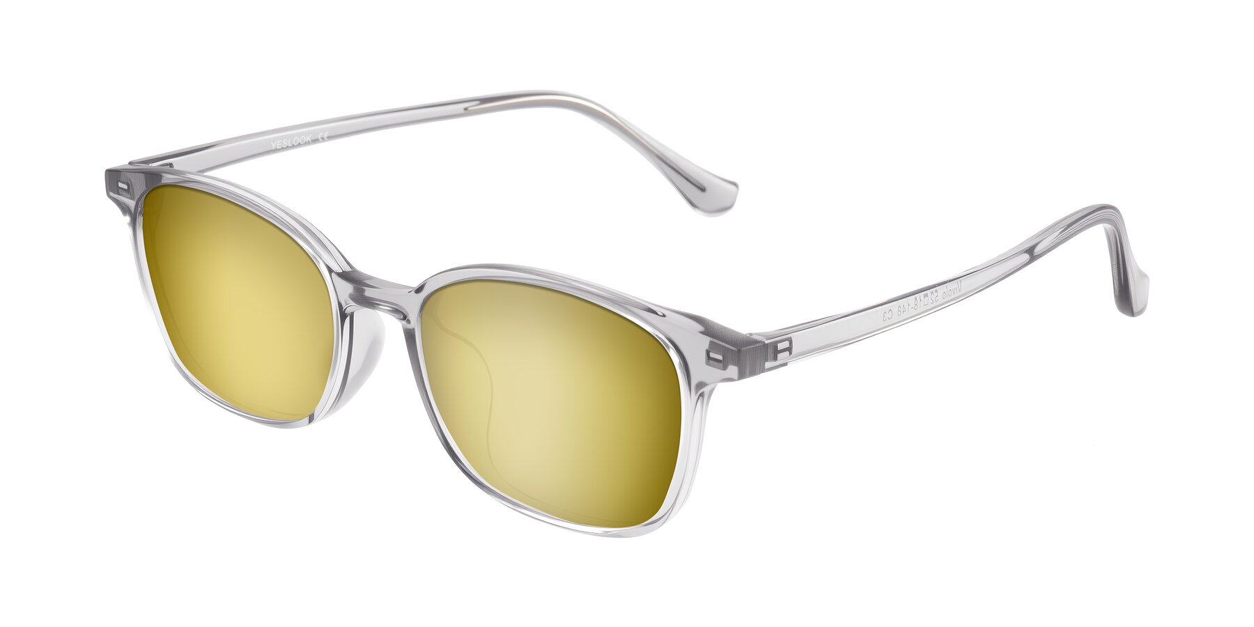 Angle of Vivolo in Transparent Gray with Gold Mirrored Lenses