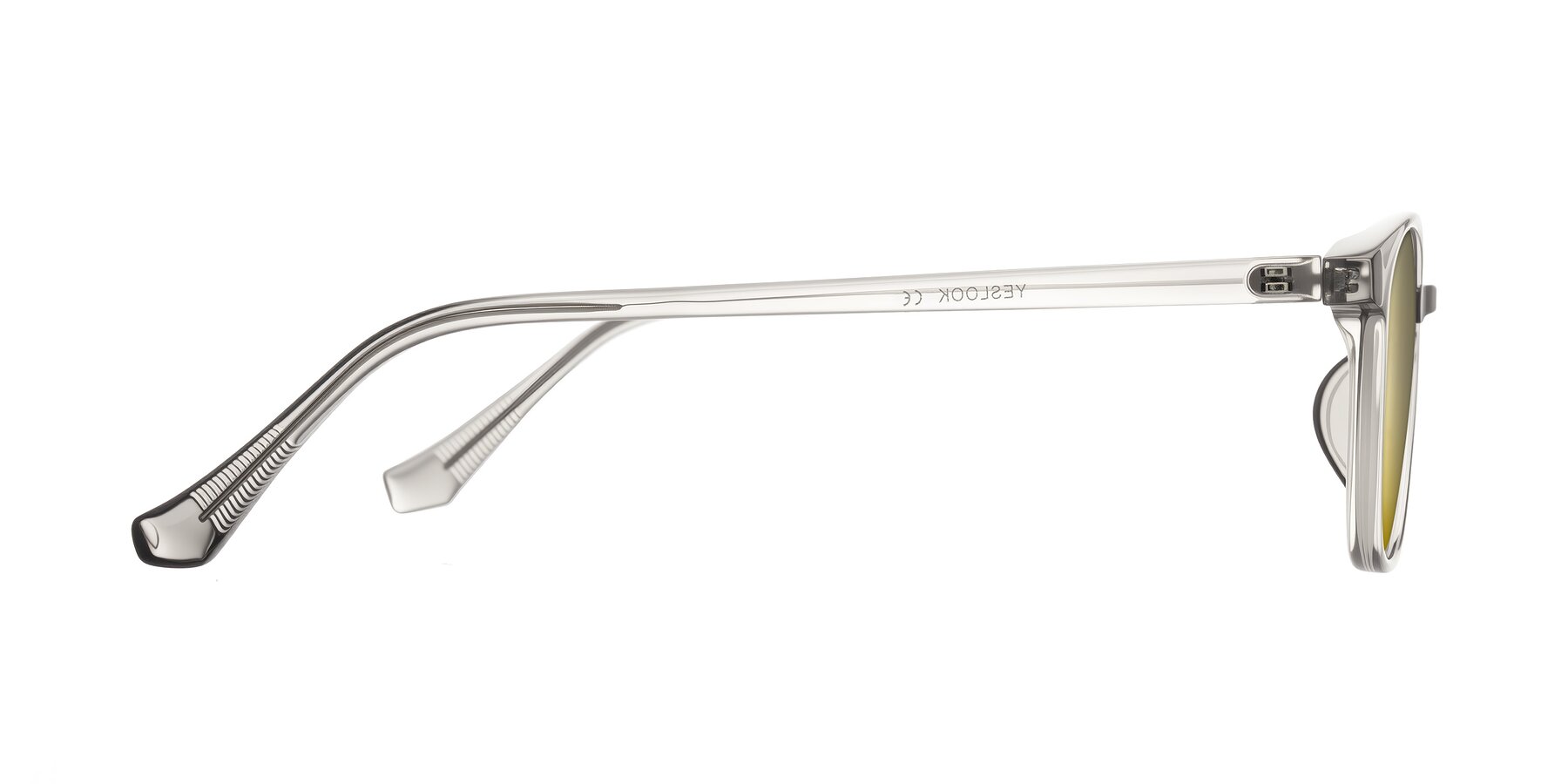 Side of Vivolo in Transparent Gray with Gold Mirrored Lenses