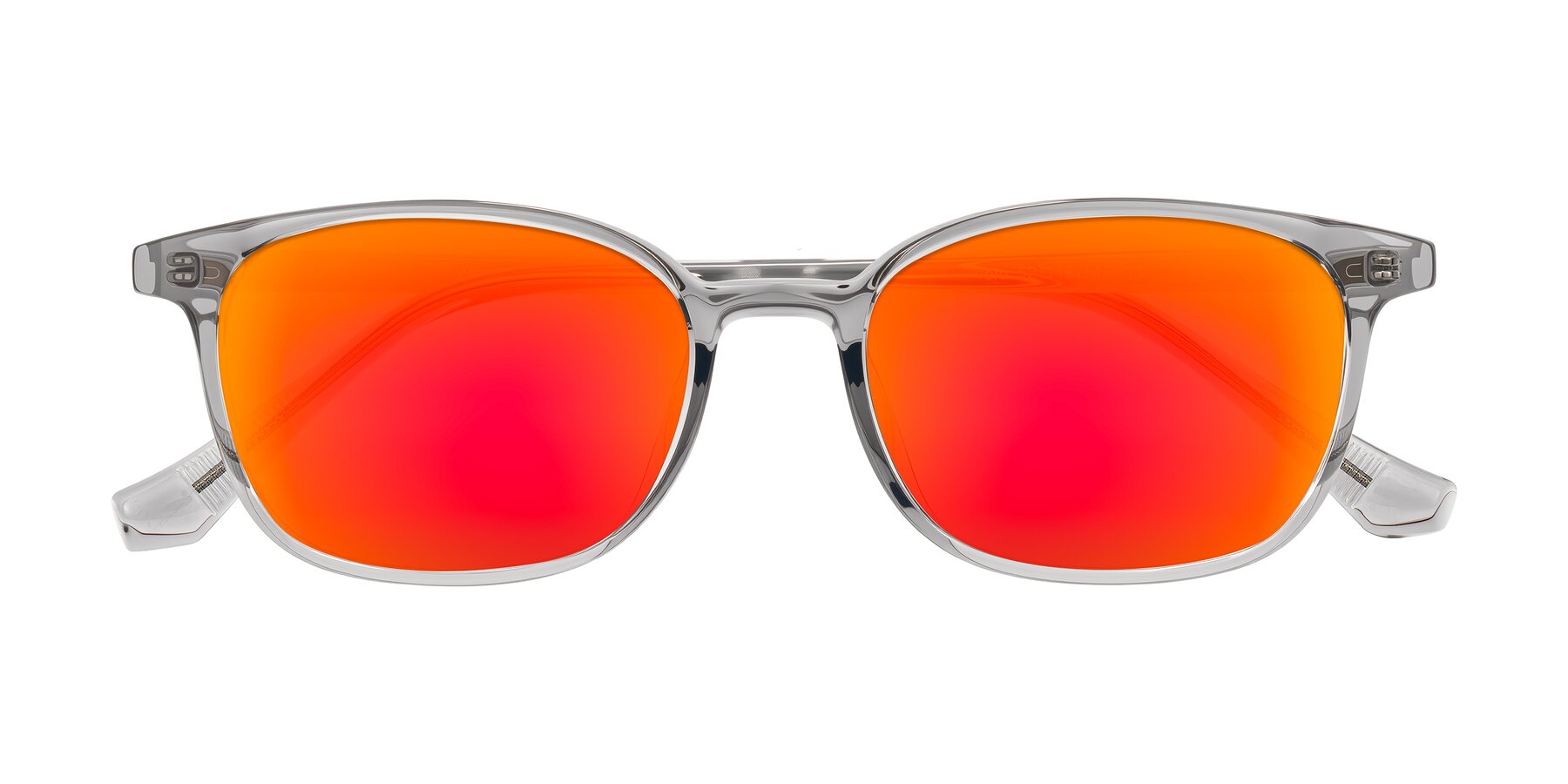 Folded Front of Vivolo in Transparent Gray with Red Gold Mirrored Lenses