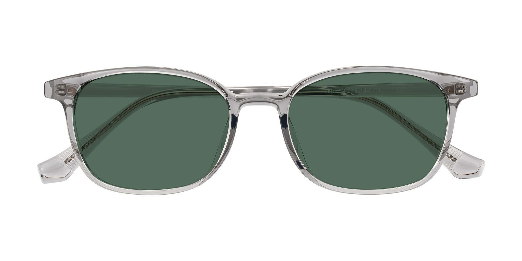 Folded Front of Vivolo in Transparent Gray with Green Polarized Lenses