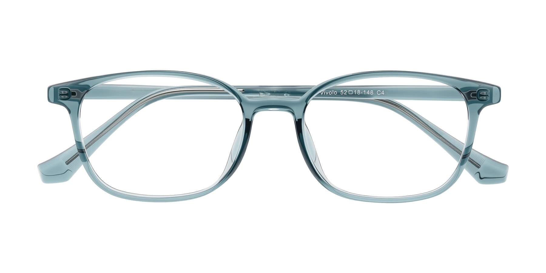 Folded Front of Vivolo in Water Blue with Clear Eyeglass Lenses