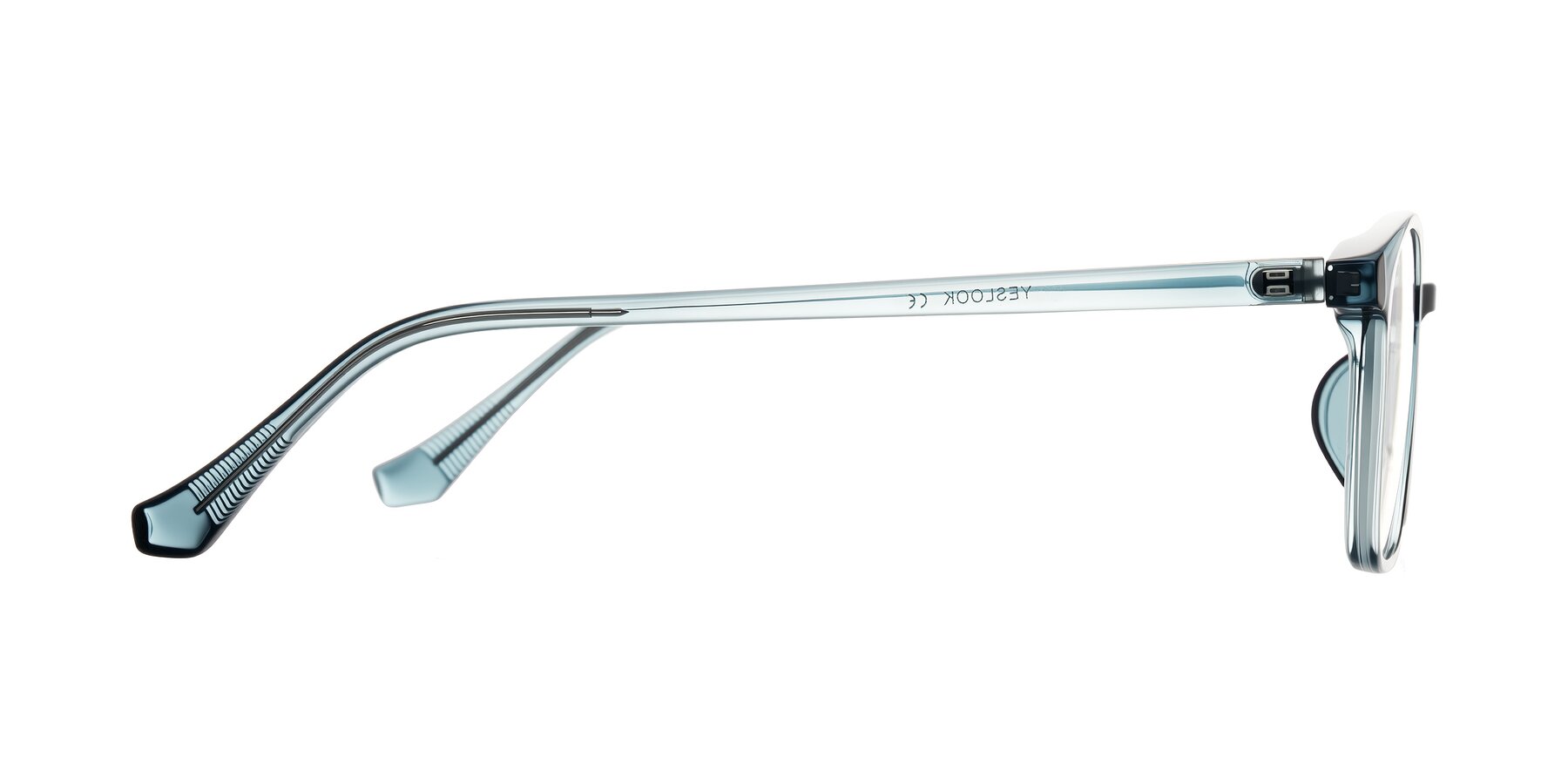 Side of Vivolo in Water Blue with Clear Eyeglass Lenses