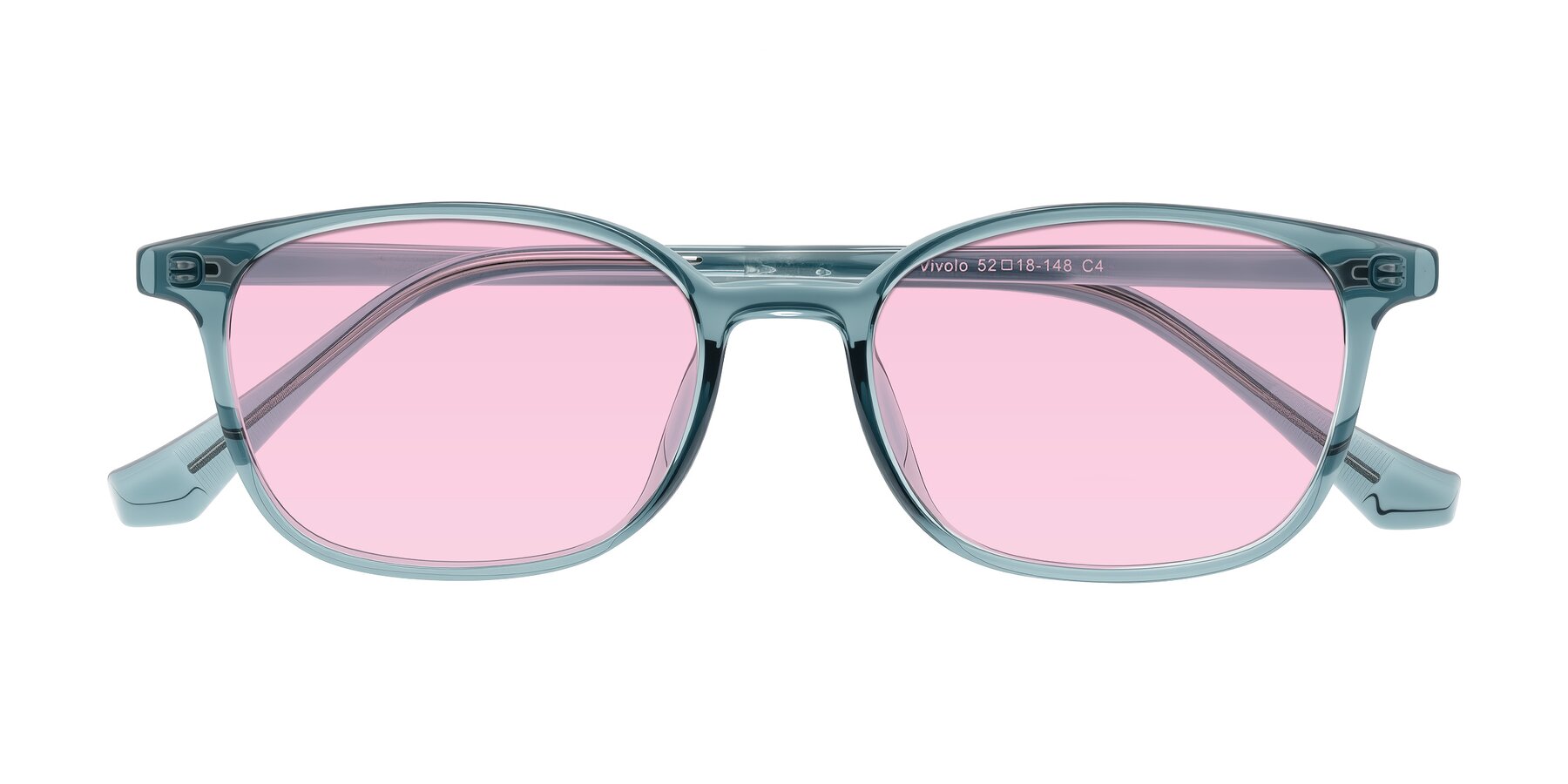 Folded Front of Vivolo in Water Blue with Light Pink Tinted Lenses