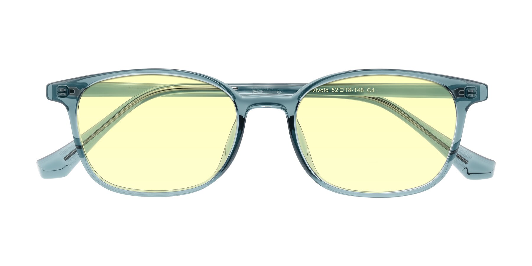 Folded Front of Vivolo in Water Blue with Light Yellow Tinted Lenses
