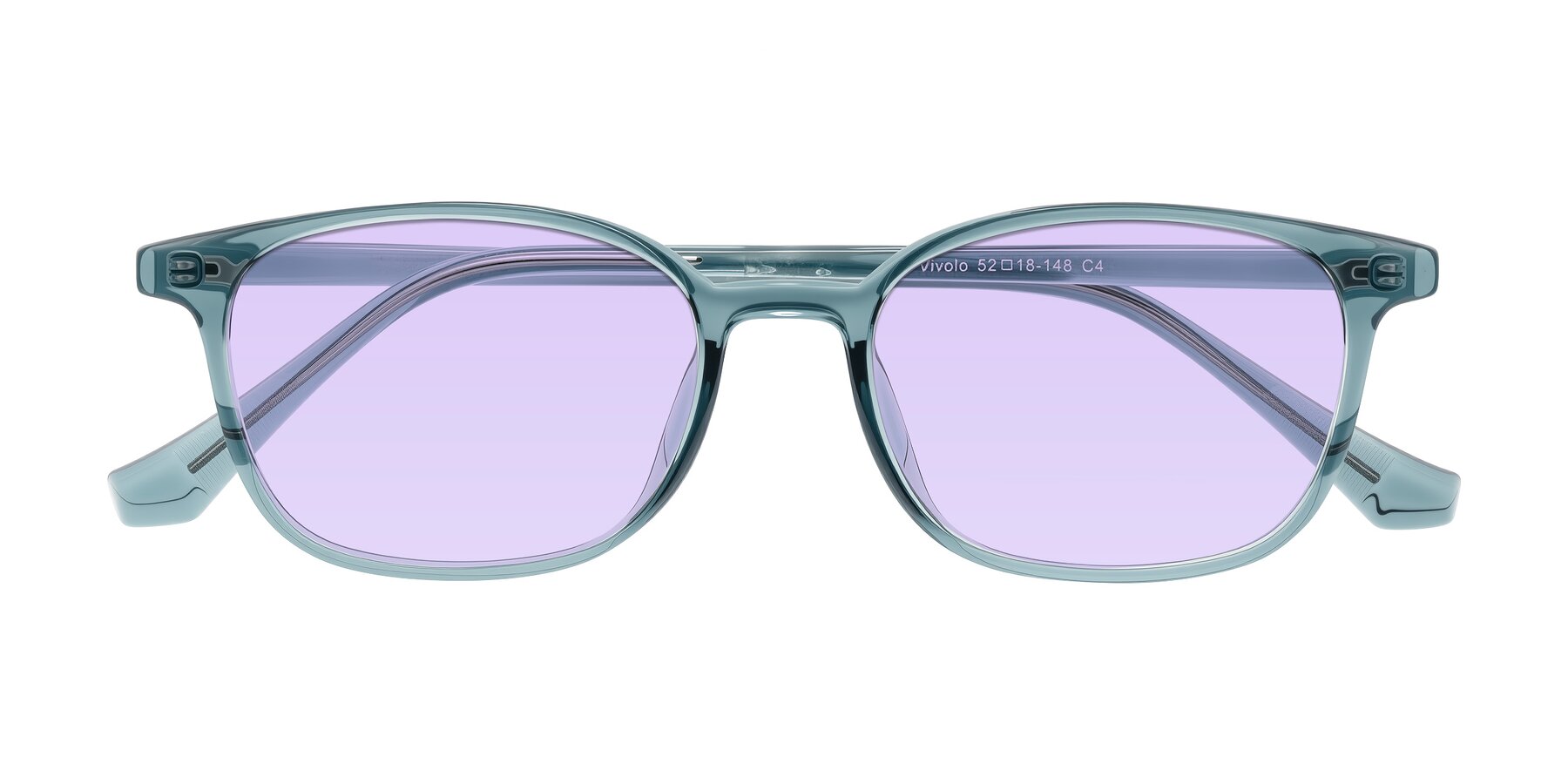 Folded Front of Vivolo in Water Blue with Light Purple Tinted Lenses