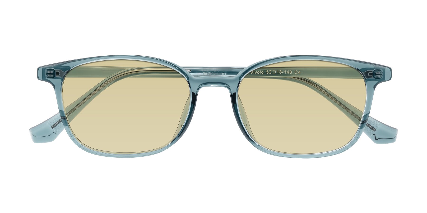 Folded Front of Vivolo in Water Blue with Light Champagne Tinted Lenses