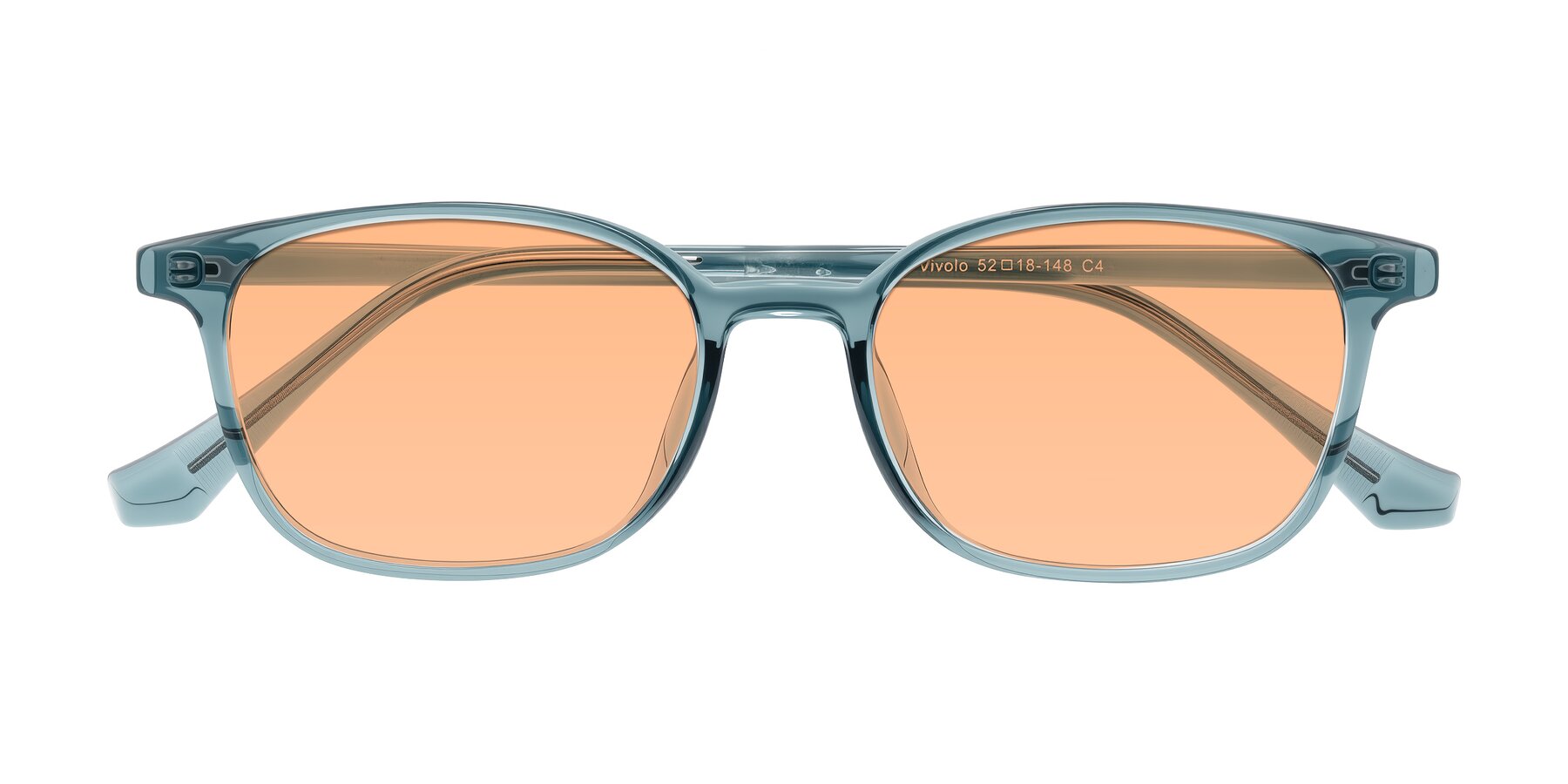 Folded Front of Vivolo in Water Blue with Light Orange Tinted Lenses