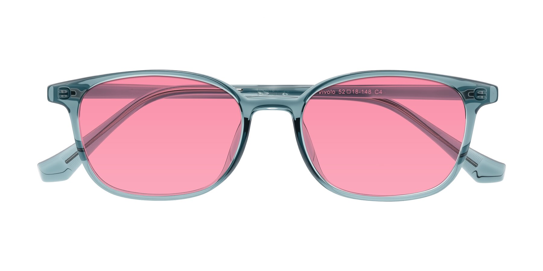 Folded Front of Vivolo in Water Blue with Pink Tinted Lenses