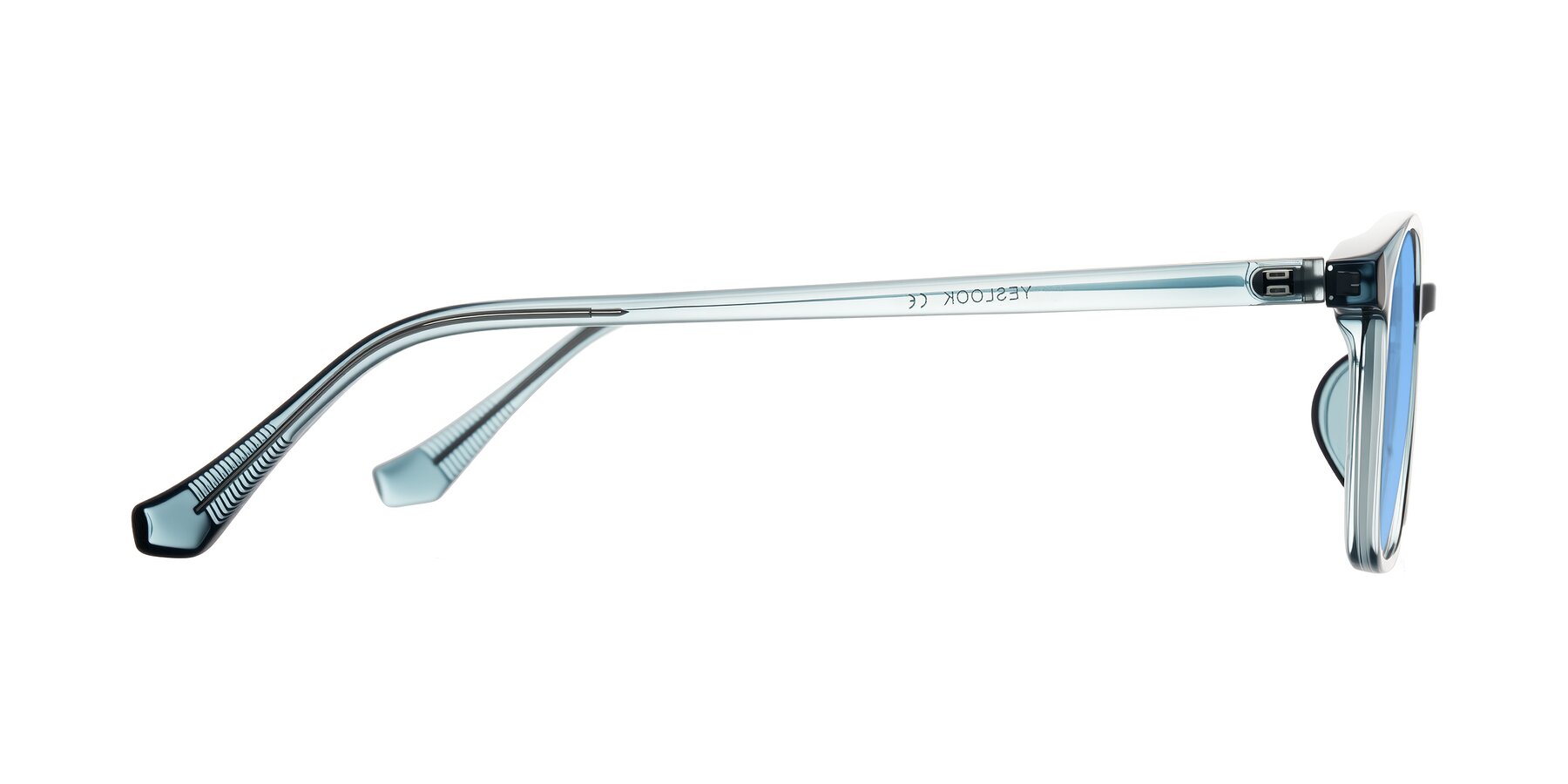 Side of Vivolo in Water Blue with Medium Blue Tinted Lenses