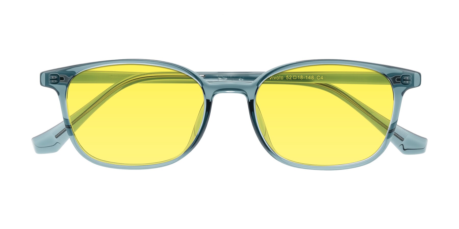Folded Front of Vivolo in Water Blue with Medium Yellow Tinted Lenses