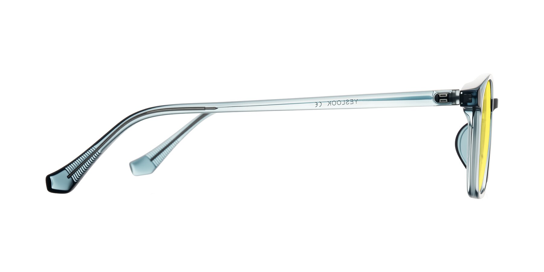 Side of Vivolo in Water Blue with Medium Yellow Tinted Lenses