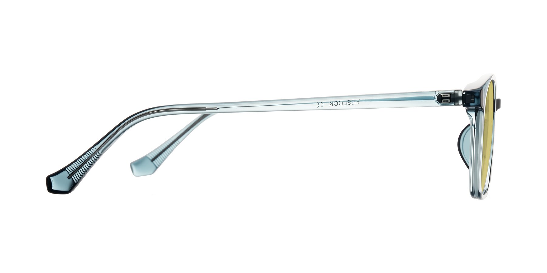 Side of Vivolo in Water Blue with Medium Champagne Tinted Lenses