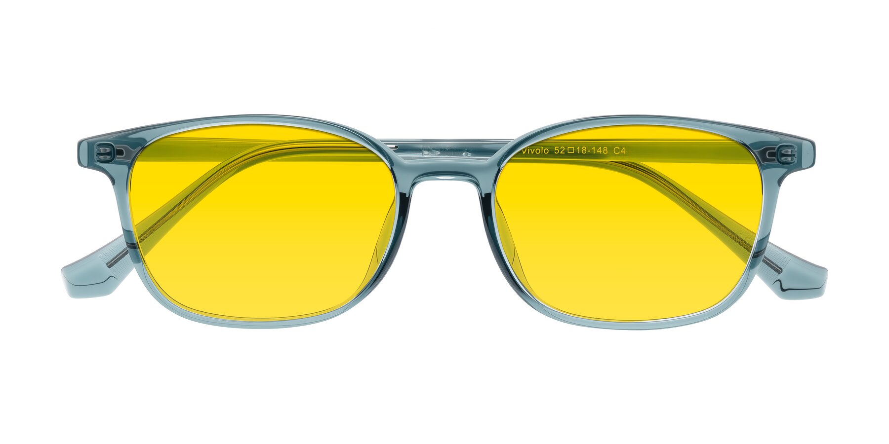 Folded Front of Vivolo in Water Blue with Yellow Tinted Lenses