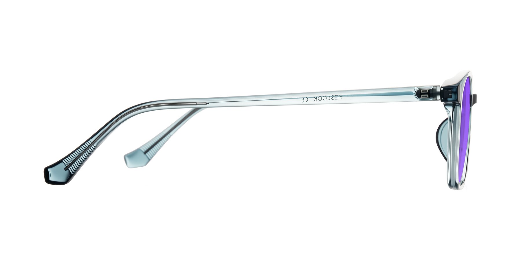 Side of Vivolo in Water Blue with Purple Tinted Lenses