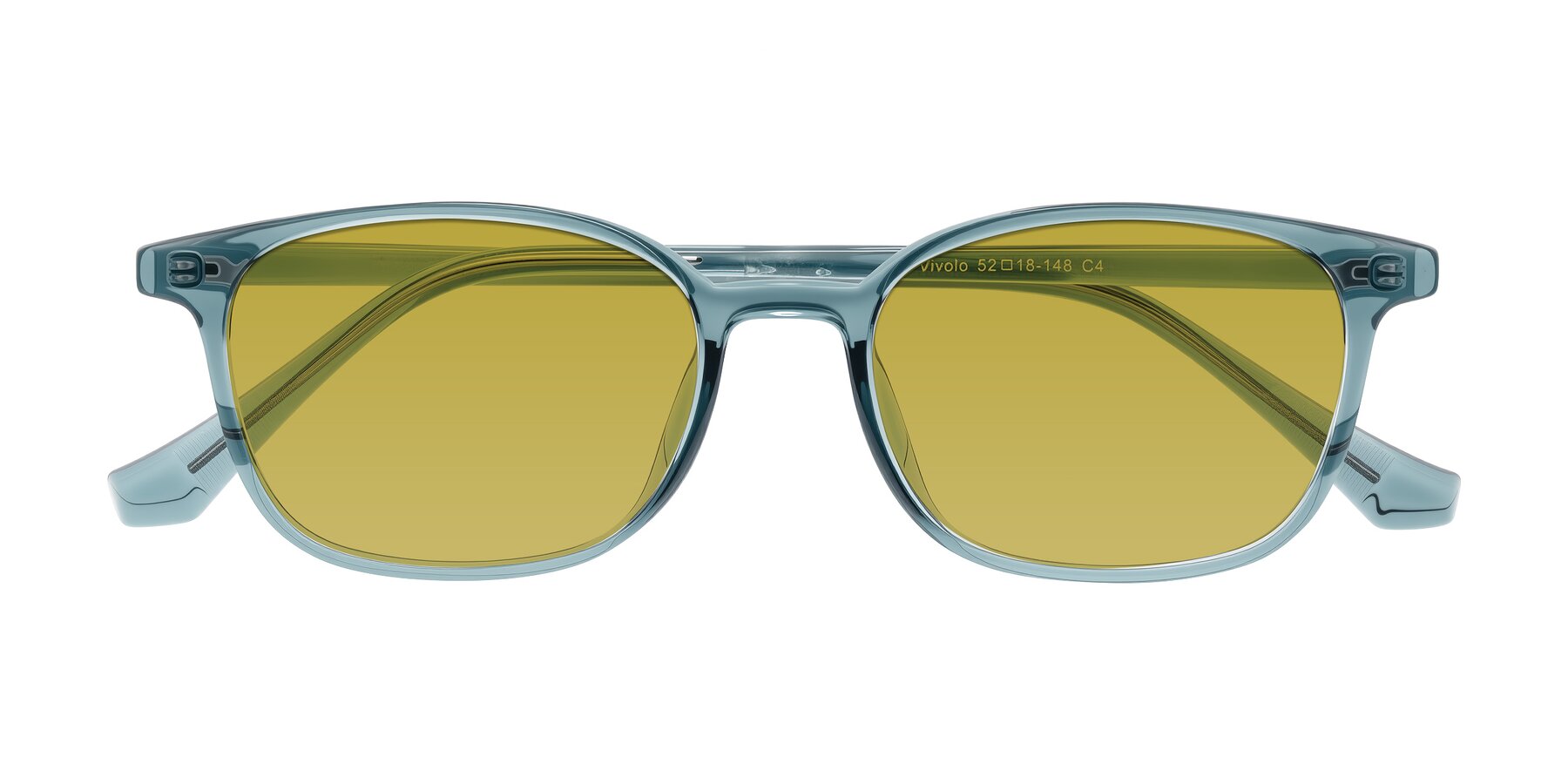 Folded Front of Vivolo in Water Blue with Champagne Tinted Lenses