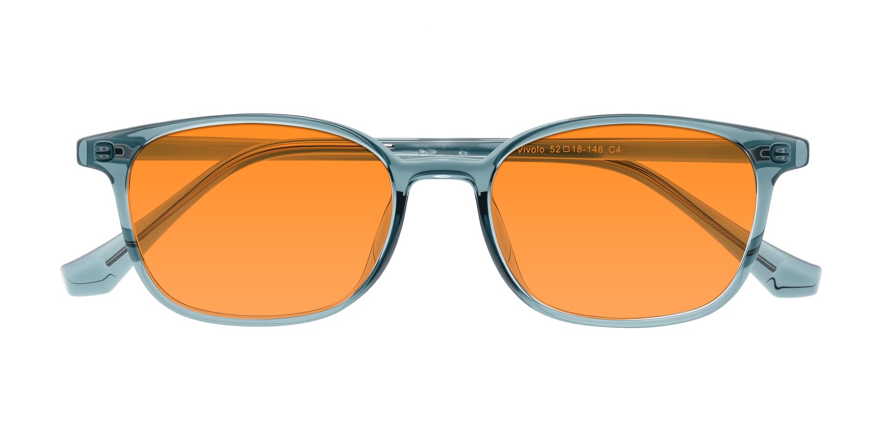 Folded Front of Vivolo in Water Blue with Orange Tinted Lenses