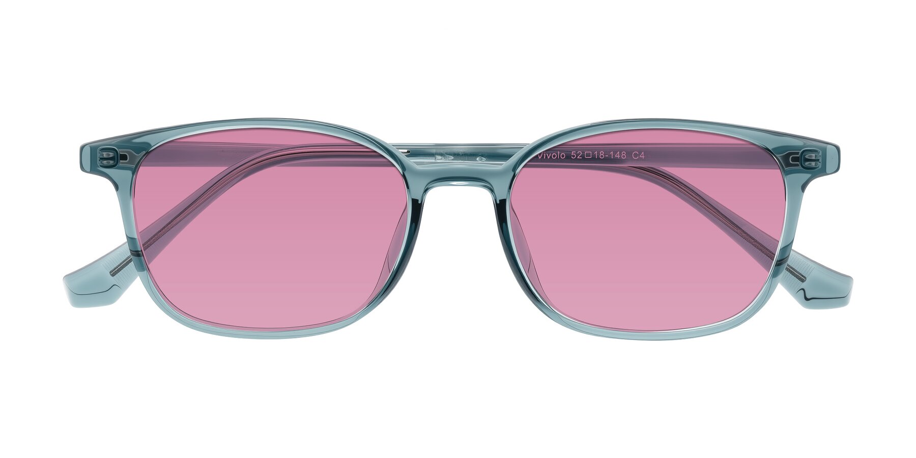 Folded Front of Vivolo in Water Blue with Medium Wine Tinted Lenses