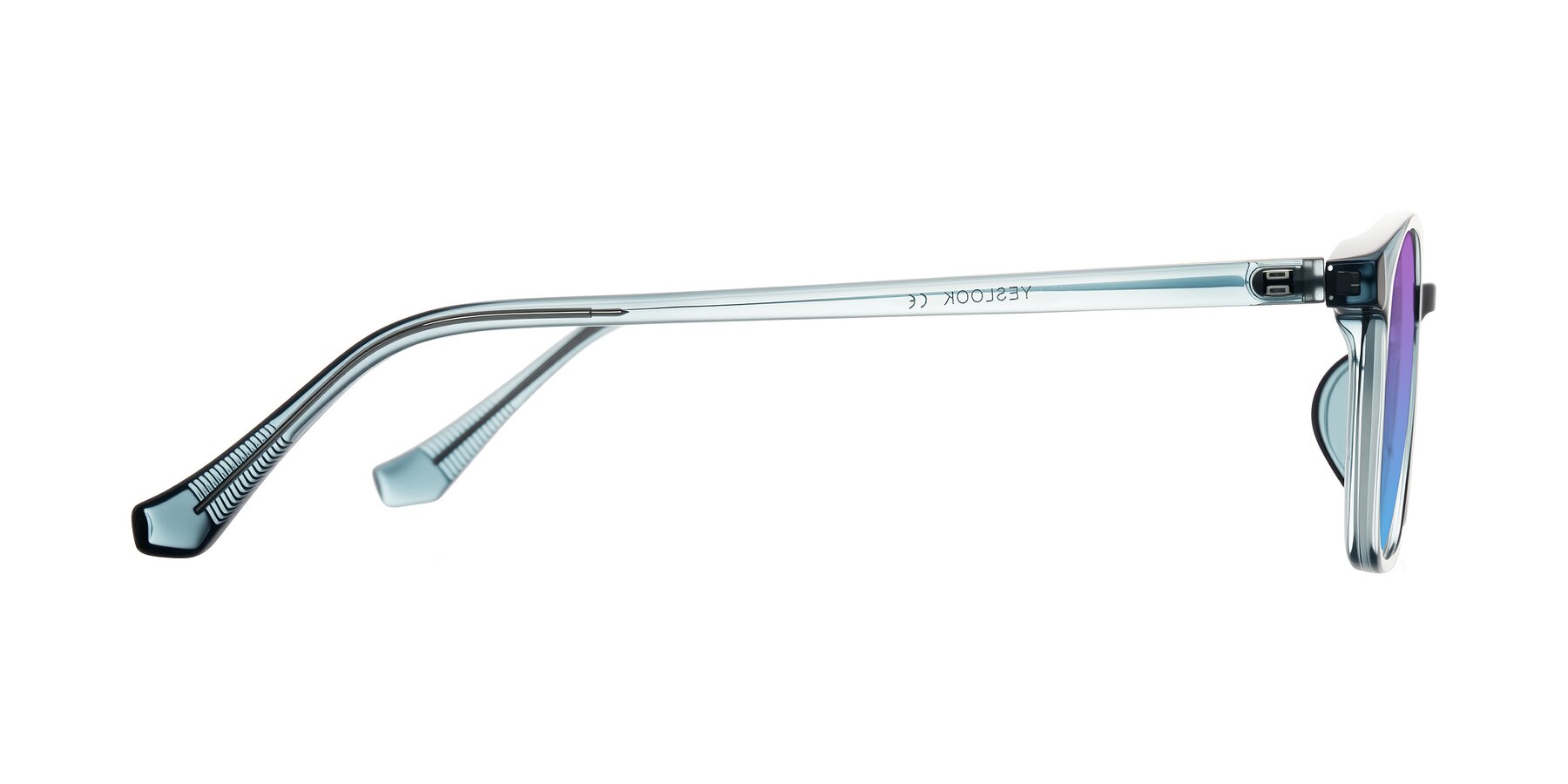 Side of Vivolo in Water Blue with Purple / Blue Gradient Lenses