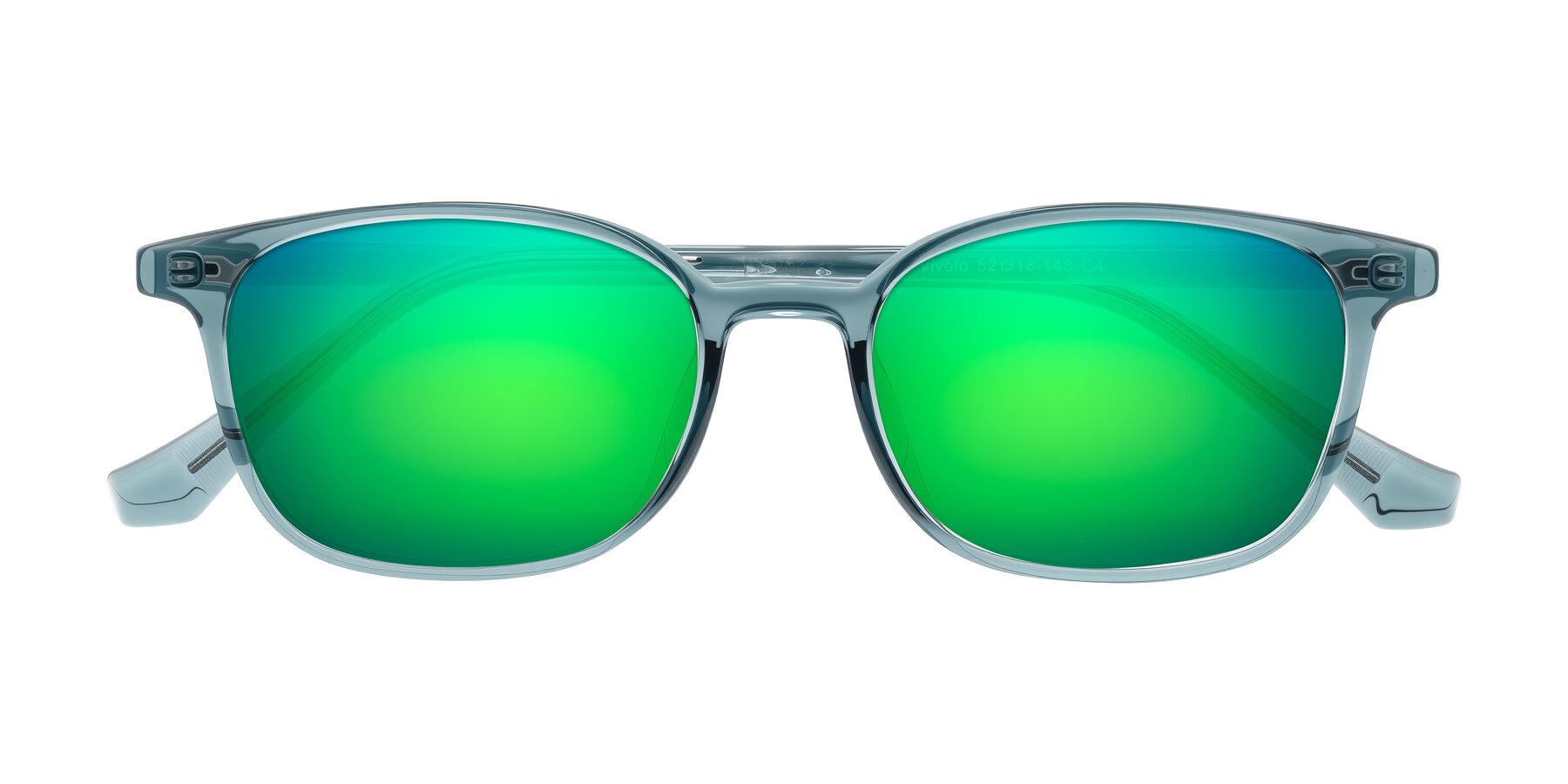 Folded Front of Vivolo in Water Blue with Green Mirrored Lenses