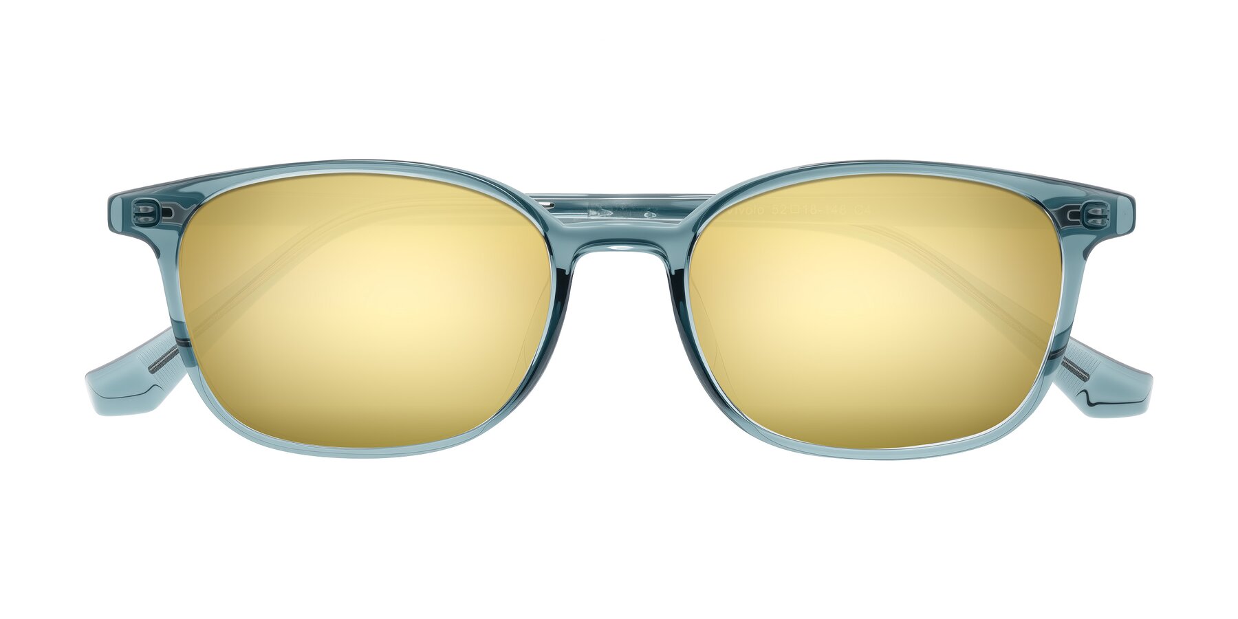 Folded Front of Vivolo in Water Blue with Gold Mirrored Lenses