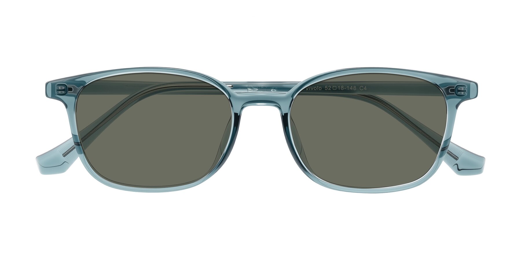 Folded Front of Vivolo in Water Blue with Gray Polarized Lenses