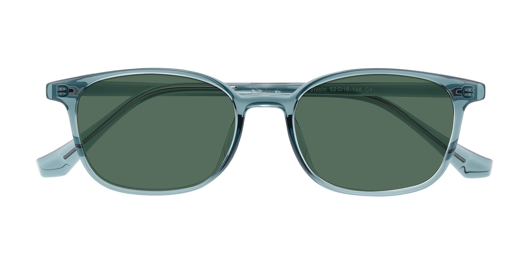 Folded Front of Vivolo in Water Blue with Green Polarized Lenses