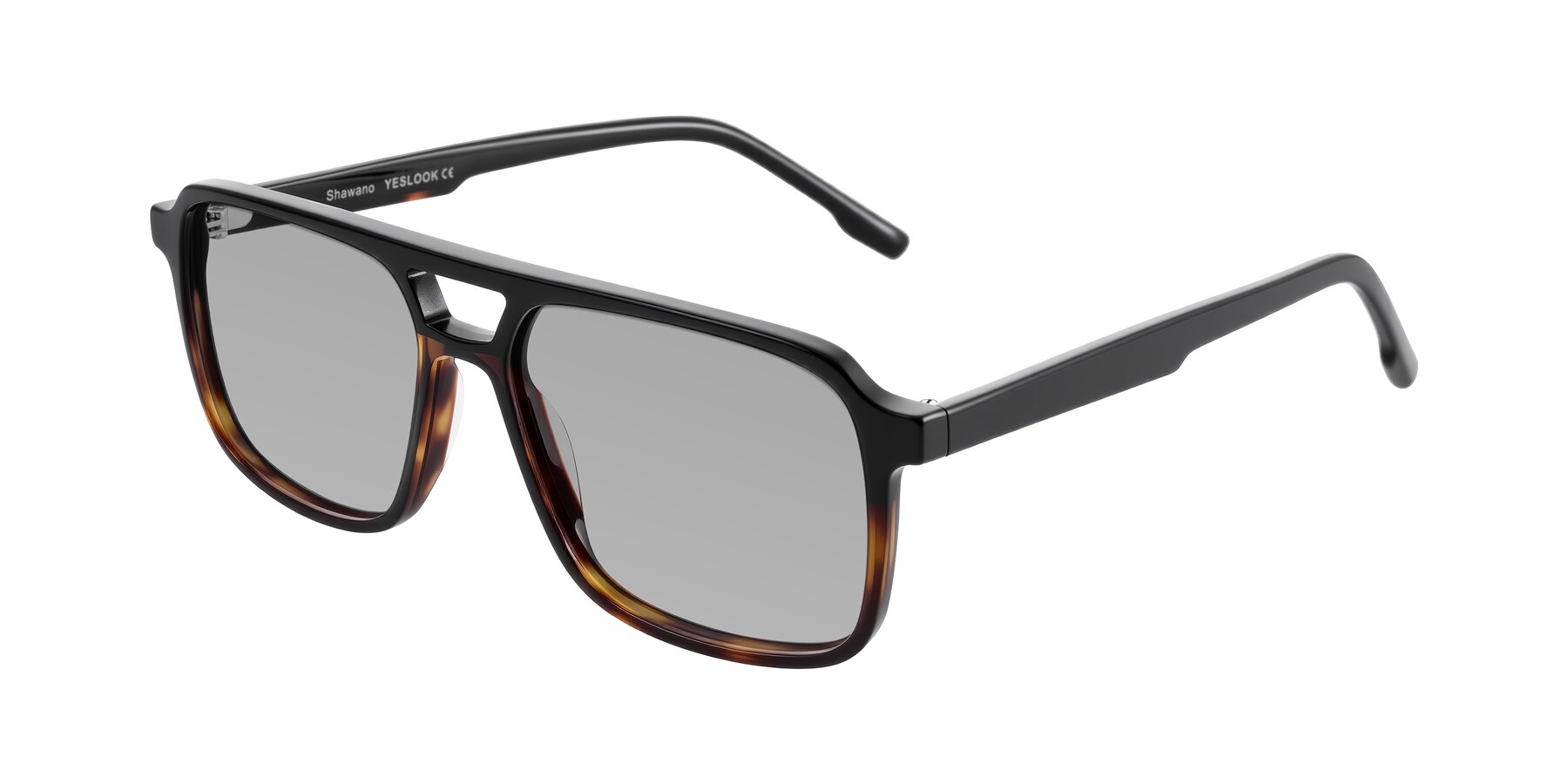 Angle of Shawano in Black/Tortoise with Light Gray Tinted Lenses