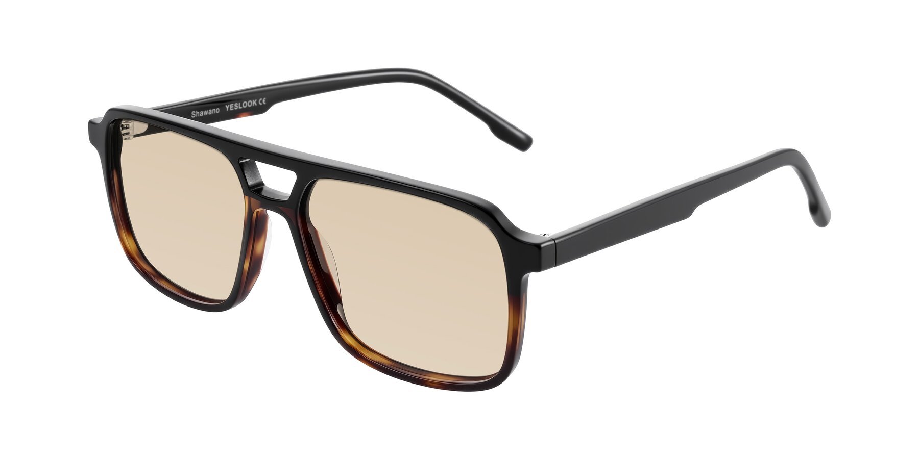 Angle of Shawano in Black/Tortoise with Light Brown Tinted Lenses