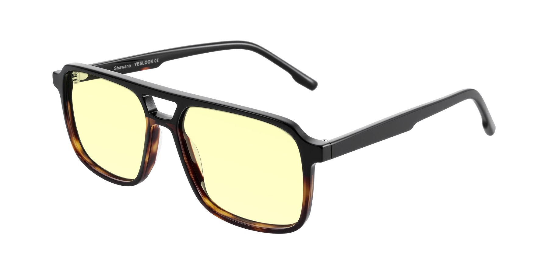 Angle of Shawano in Black/Tortoise with Light Yellow Tinted Lenses