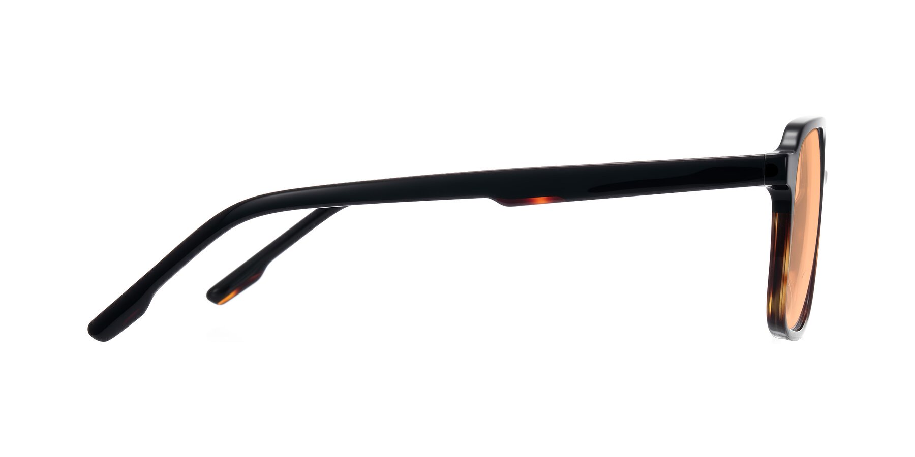 Side of Shawano in Black/Tortoise with Light Orange Tinted Lenses