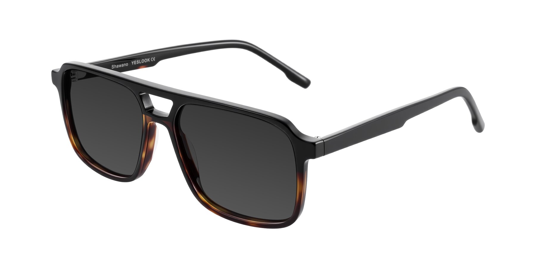 Angle of Shawano in Black/Tortoise with Gray Tinted Lenses