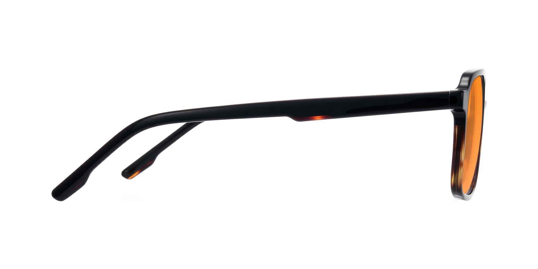 Side of Shawano in Black/Tortoise with Orange Tinted Lenses