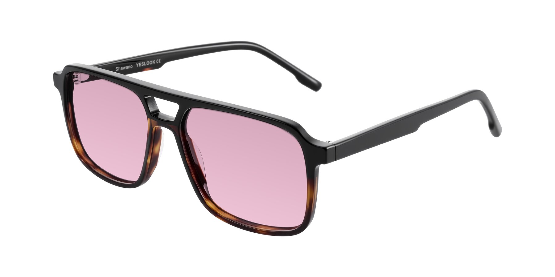 Angle of Shawano in Black/Tortoise with Light Wine Tinted Lenses