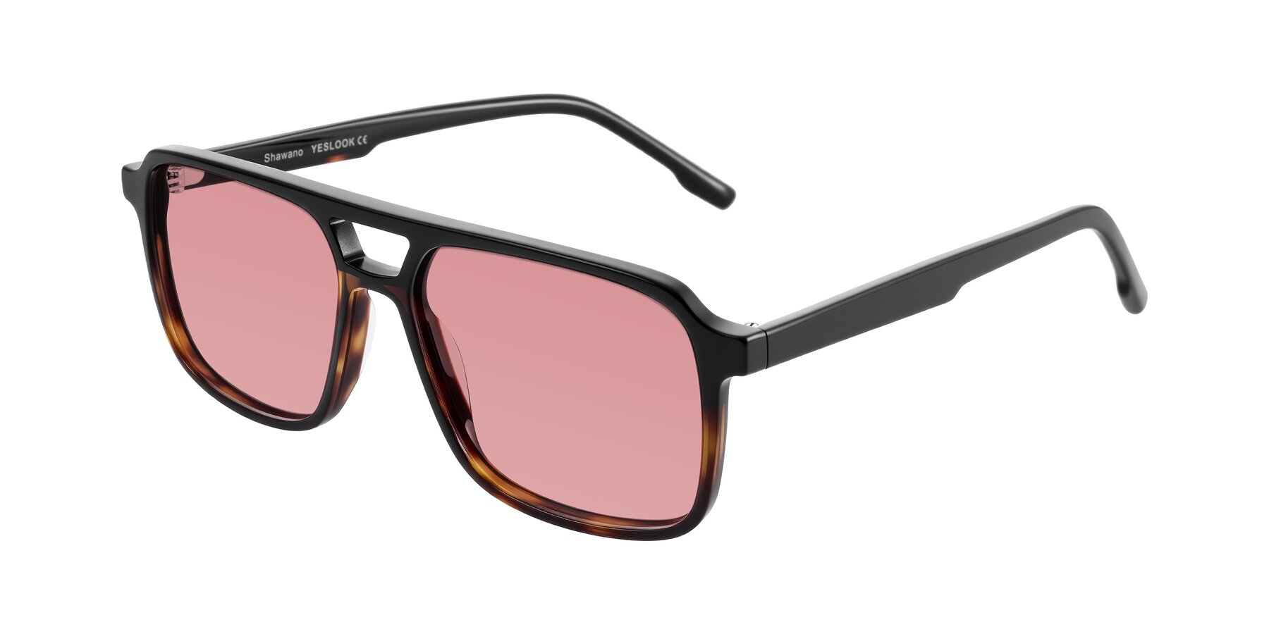 Angle of Shawano in Black/Tortoise with Medium Garnet Tinted Lenses