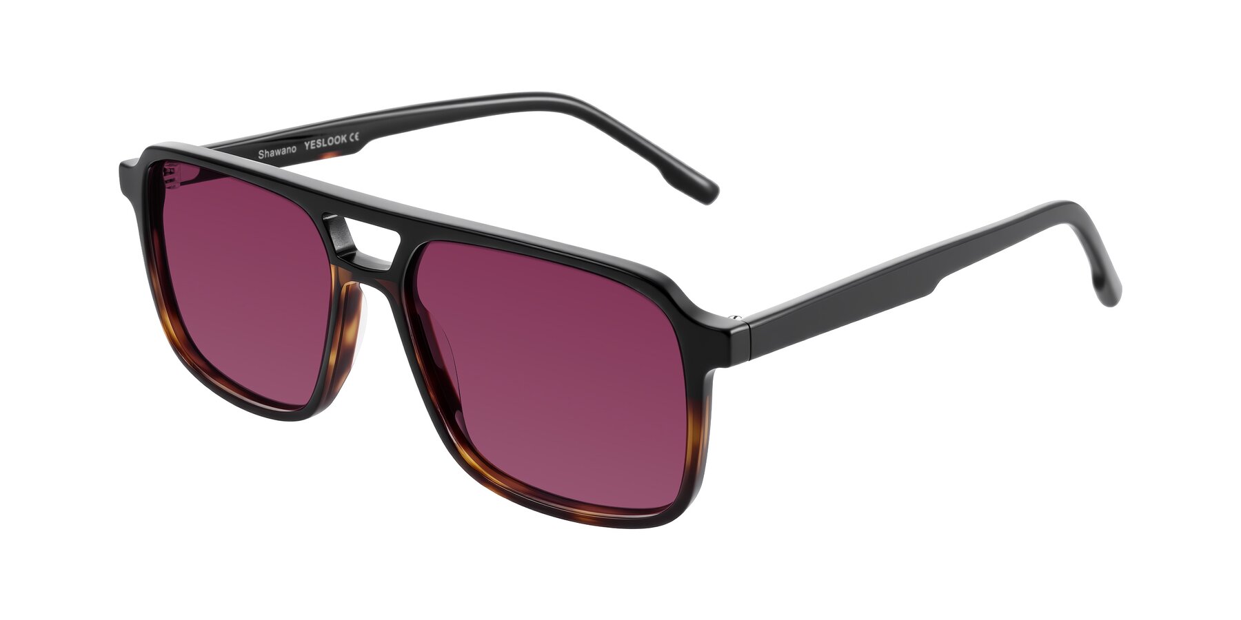 Angle of Shawano in Black/Tortoise with Wine Tinted Lenses