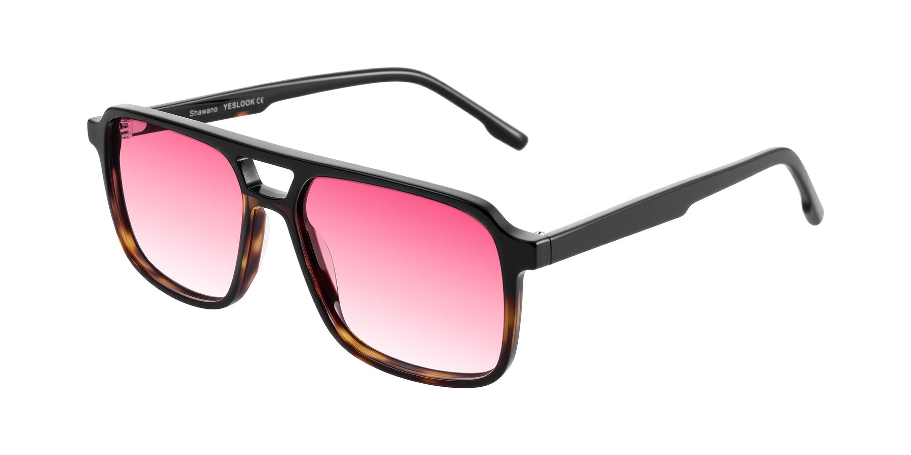 Angle of Shawano in Black/Tortoise with Pink Gradient Lenses