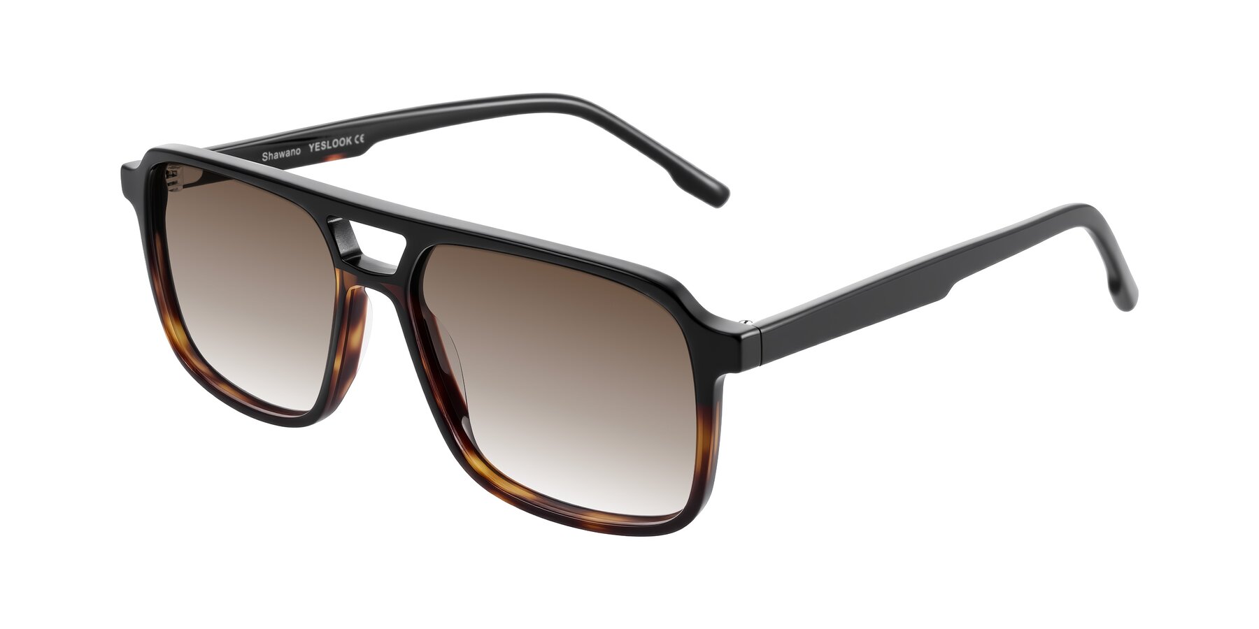 Angle of Shawano in Black/Tortoise with Brown Gradient Lenses