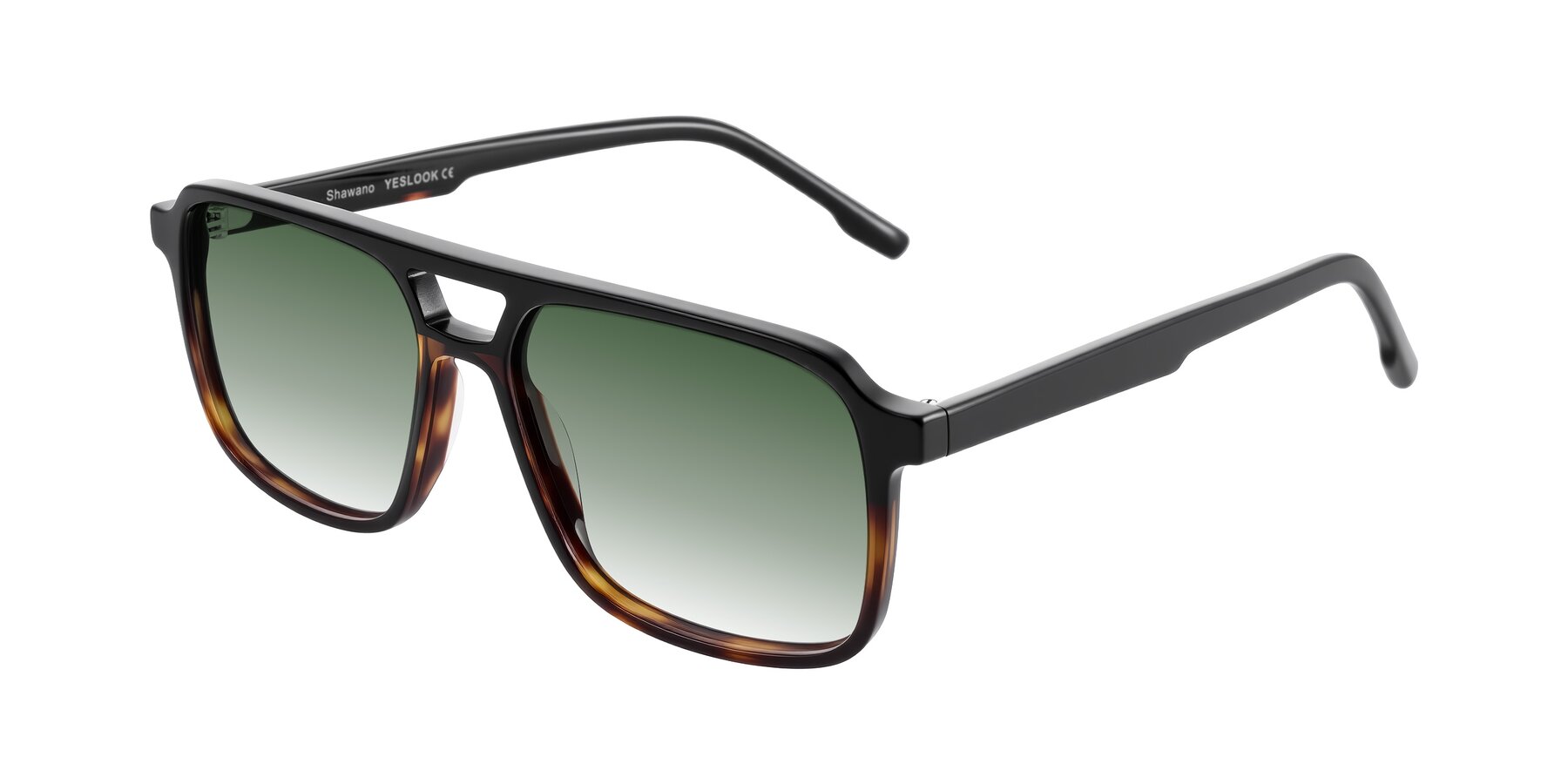 Angle of Shawano in Black/Tortoise with Green Gradient Lenses