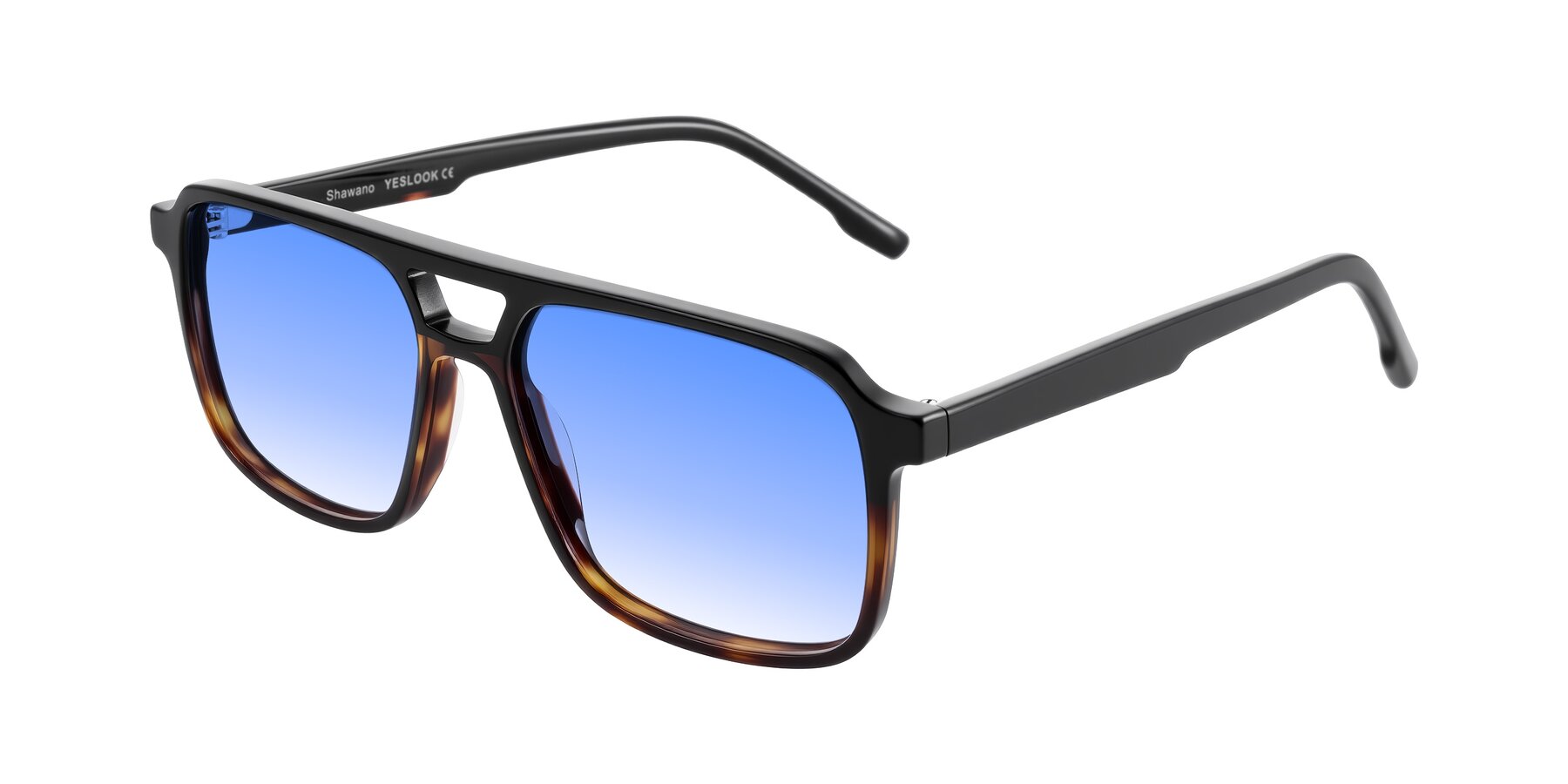 Angle of Shawano in Black/Tortoise with Blue Gradient Lenses